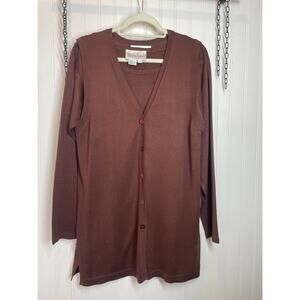 Vintage Diane Von Furstenberg 90s Silk Set Brown Tank & Cardigan Minimal Size M